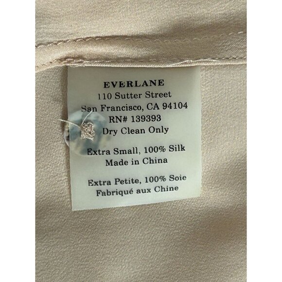 Everlane 100% Silk Short Sleeve Button Down Collared Blouse in Peach - Sz XS - Picture 4 of 4